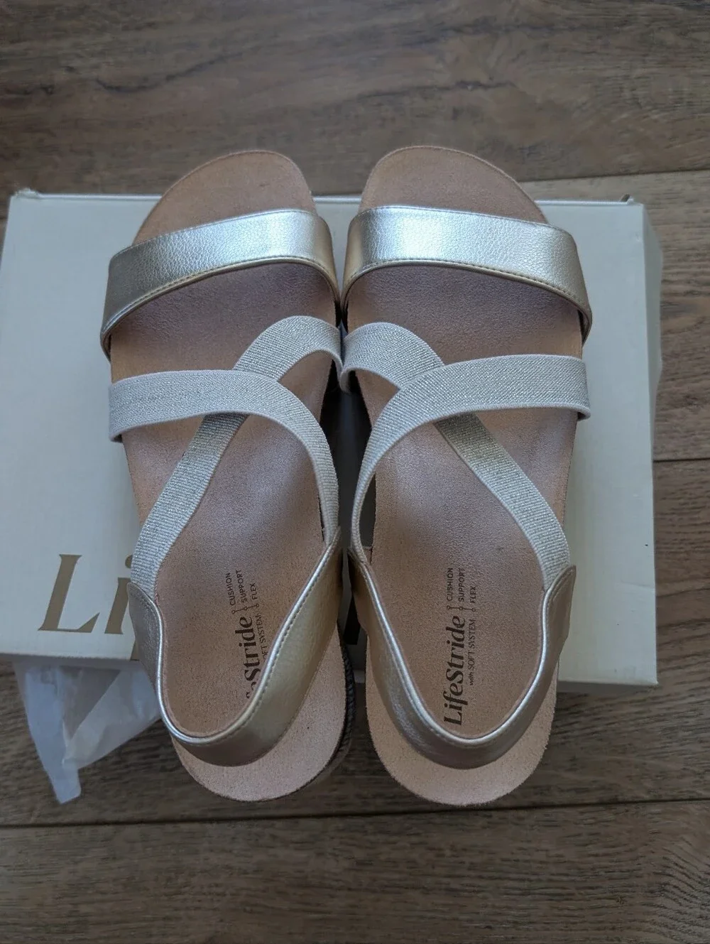 Women's Metallic Slingback Cross-Strap Sandals - Gold